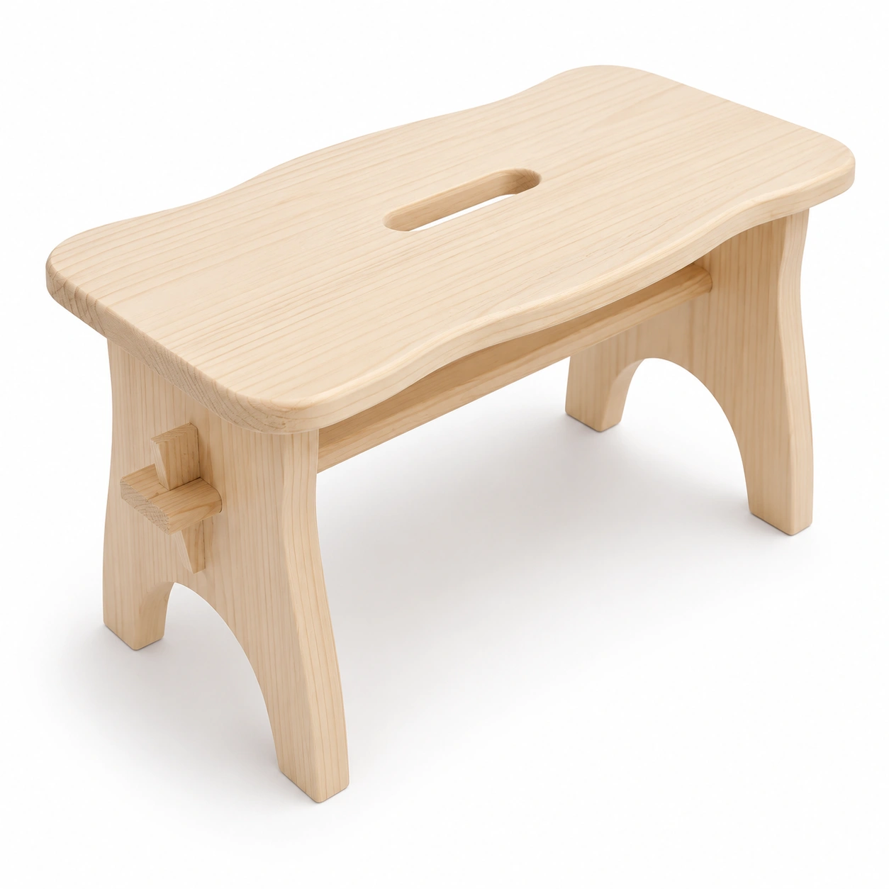 Taburete rectangular de madera natural