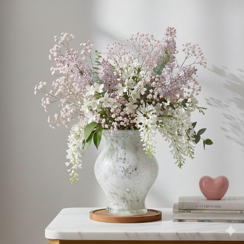 Vintage style handmade blown art glass vase, home decoration