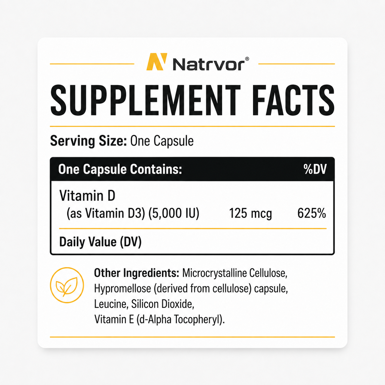 Vitamin D-5,000 | High Potency Vitamin D3 Supplement | NSF Certified for Sport®