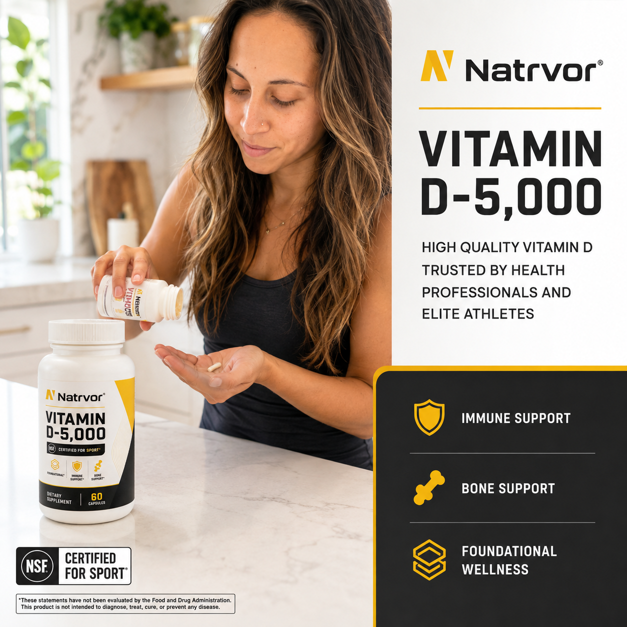 Vitamin D-5,000 | High Potency Vitamin D3 Supplement | NSF Certified for Sport®