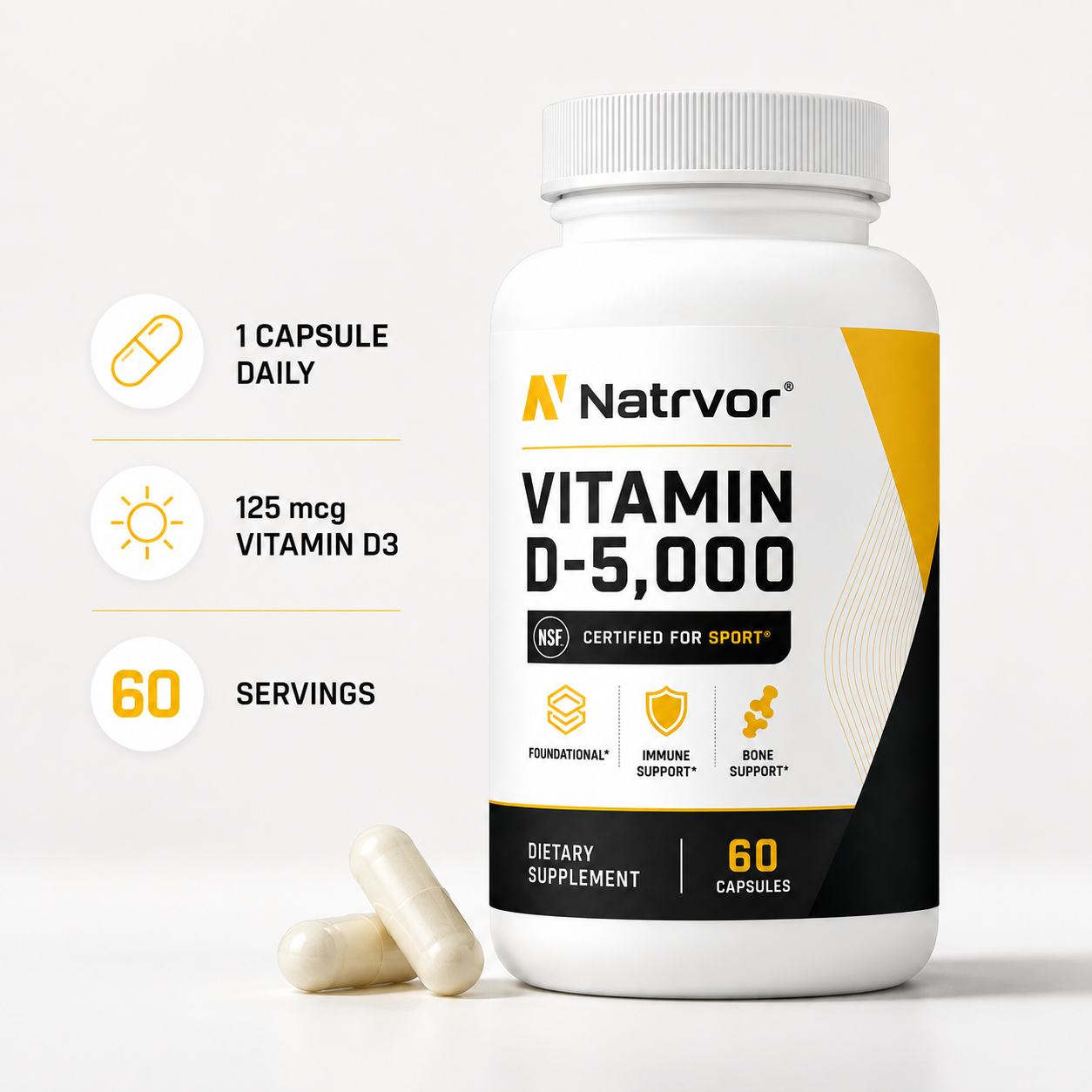 Vitamin D-5,000 | High Potency Vitamin D3 Supplement | NSF Certified for Sport®