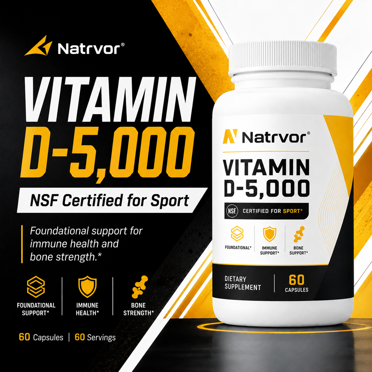 Vitamin D-5,000 | High Potency Vitamin D3 Supplement | NSF Certified for Sport®