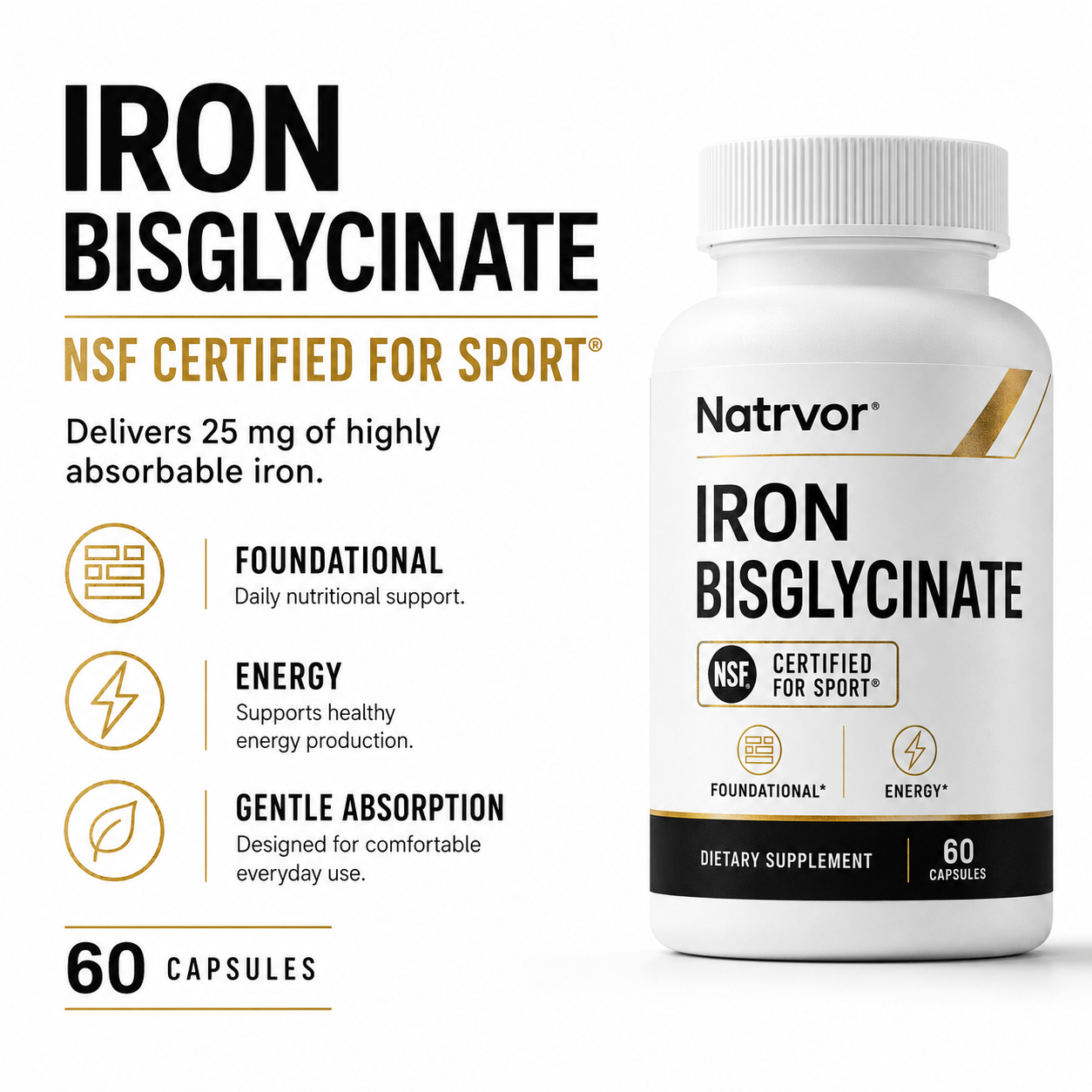 Iron Bisglycinate | Gentle Iron Supplement for Energy & Wellness