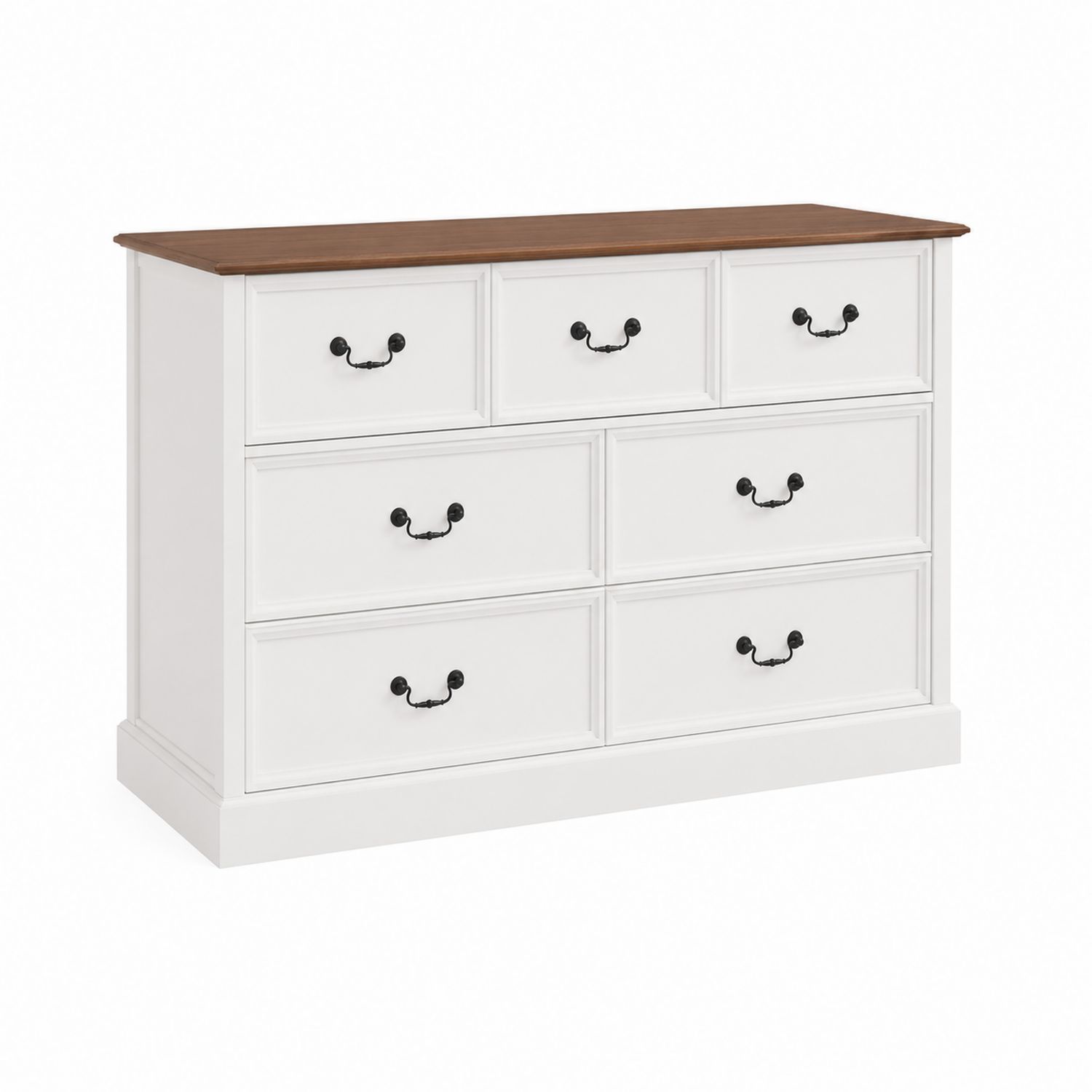 Commode 7 tiroirs en bois MDF Blanc et Chêne-Zenloftch