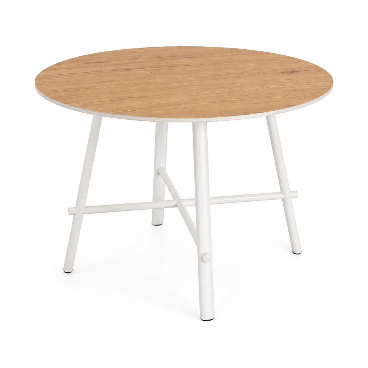 Table ronde en bois de chêne et métal Blanc Ø100cm-Zenloftch