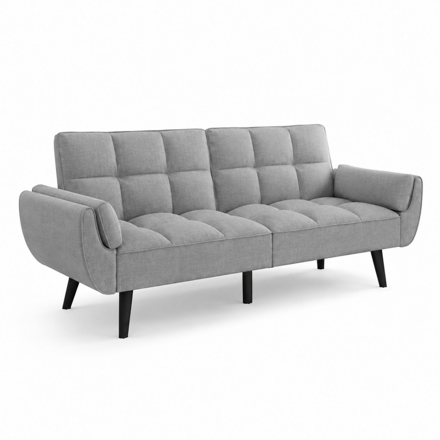Canapé 3 places convertible en tissu polyester Gris-Zenloftch