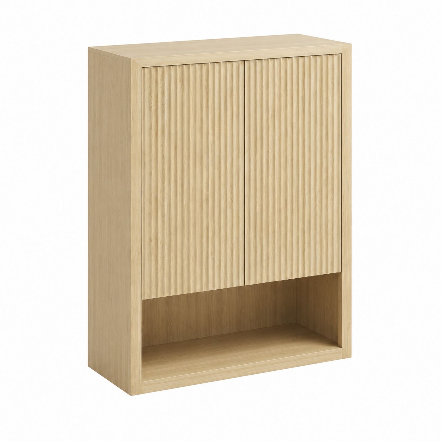 Armoire à chaussures en bois avec portes nervurées 80x30x100 cm-Zenloftch