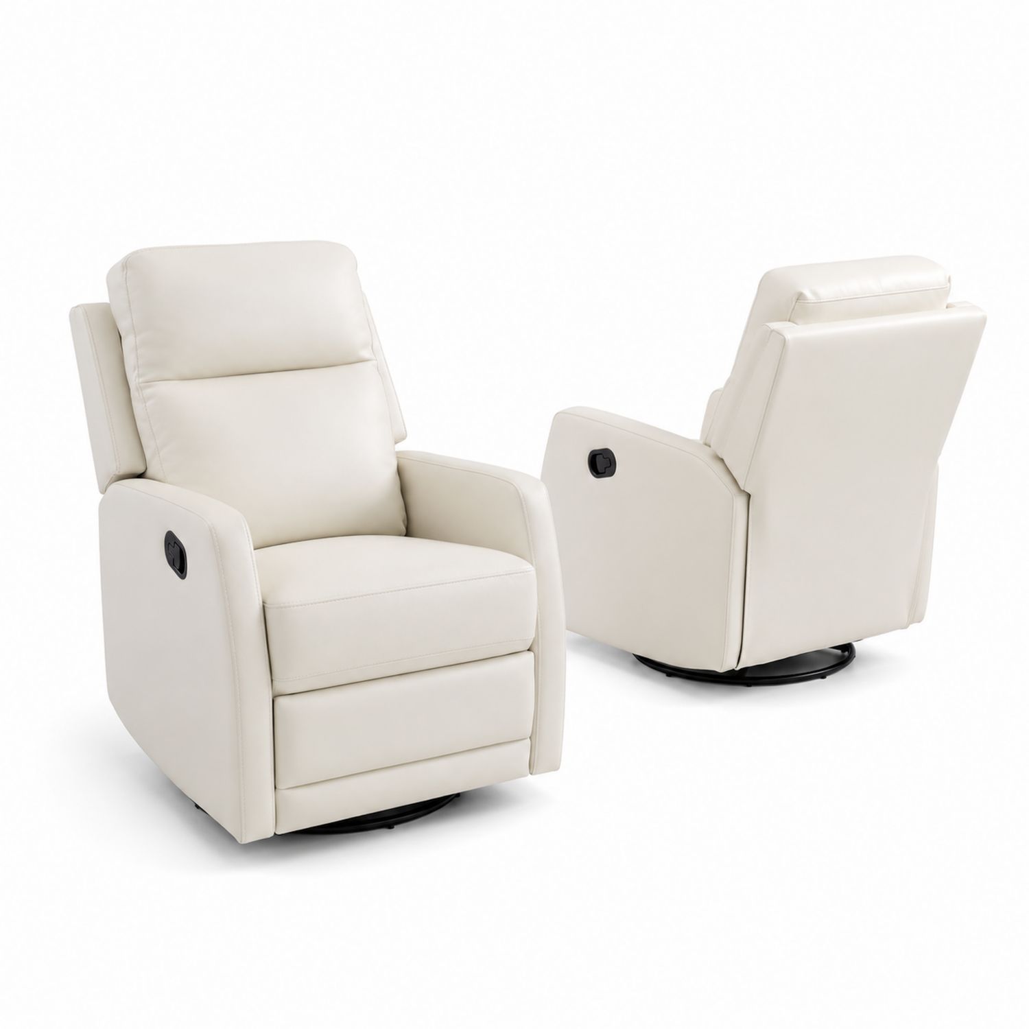 Fauteuil inclinable pivotant en cuir synthétique crème-Zenloftch