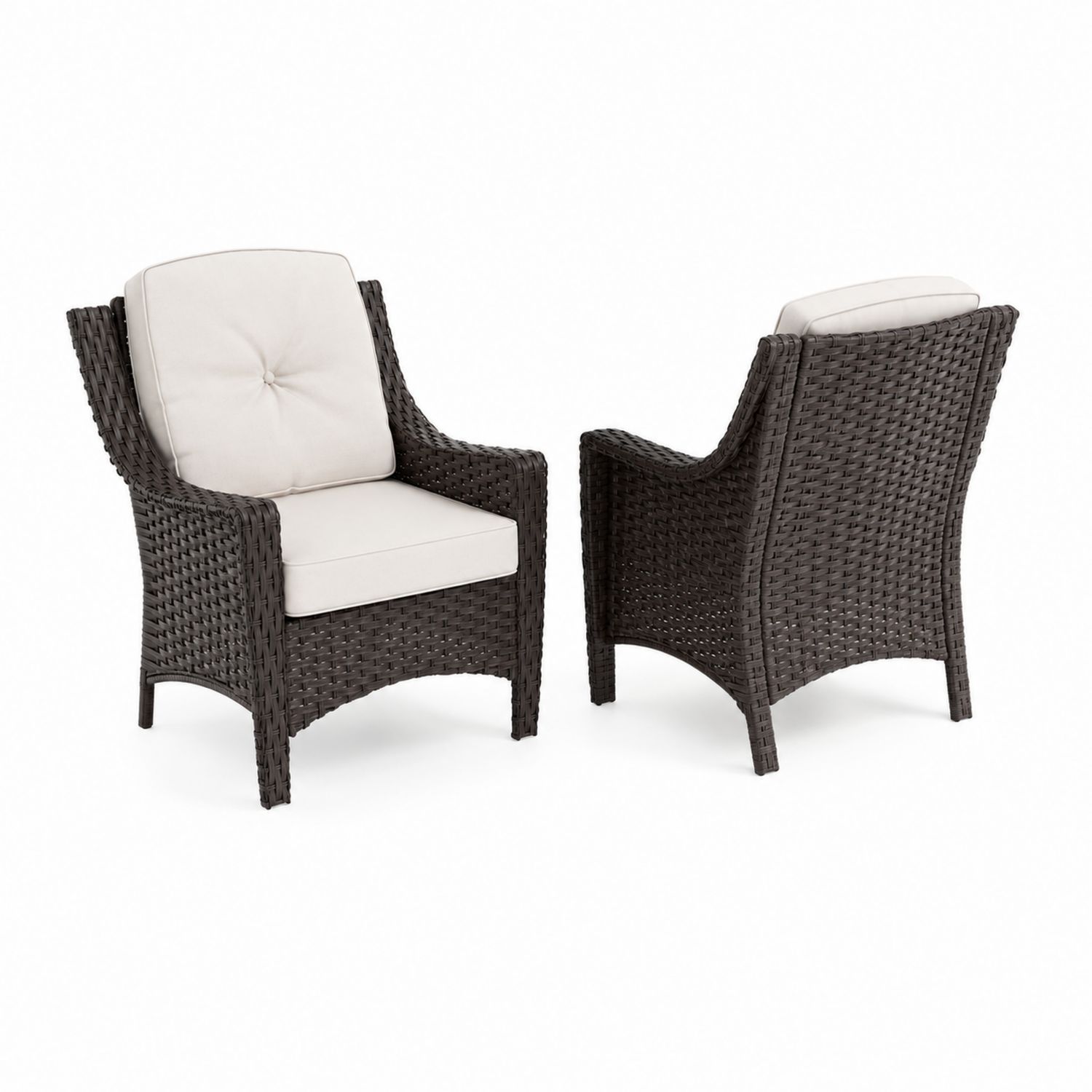 Paire de fauteuils en résine tressée avec coussins beiges-Zenloftch