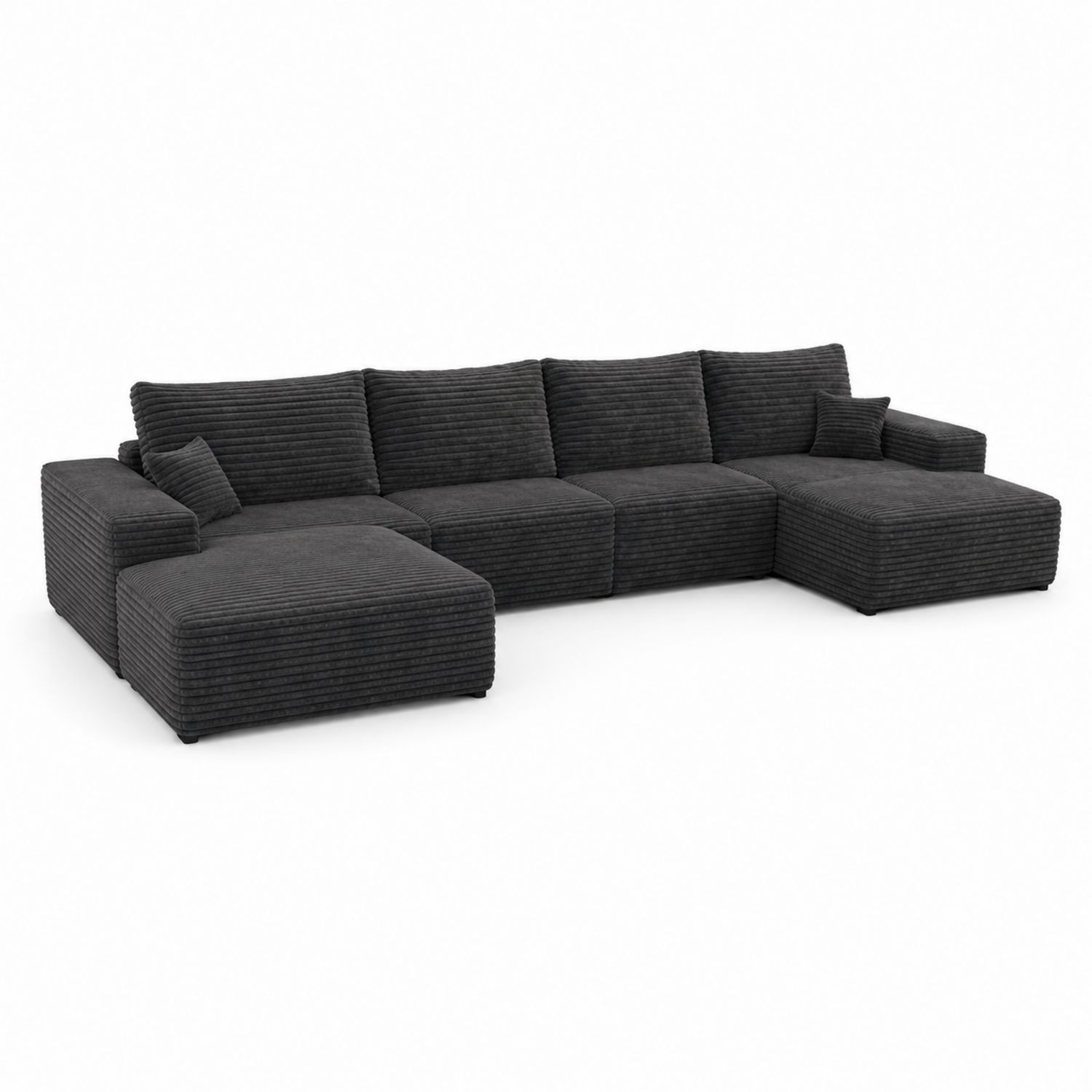 Canapé d'angle modulaire en tissu côtelé gris foncé 350 cm-Zenloftch