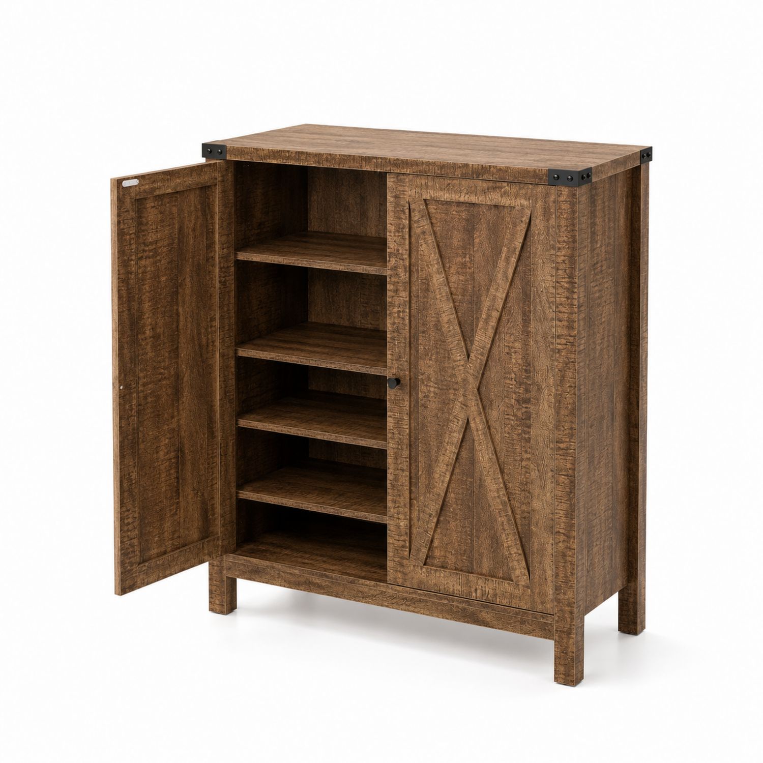 Meuble à chaussures en bois avec porte et étagères réglables-Zenloftch