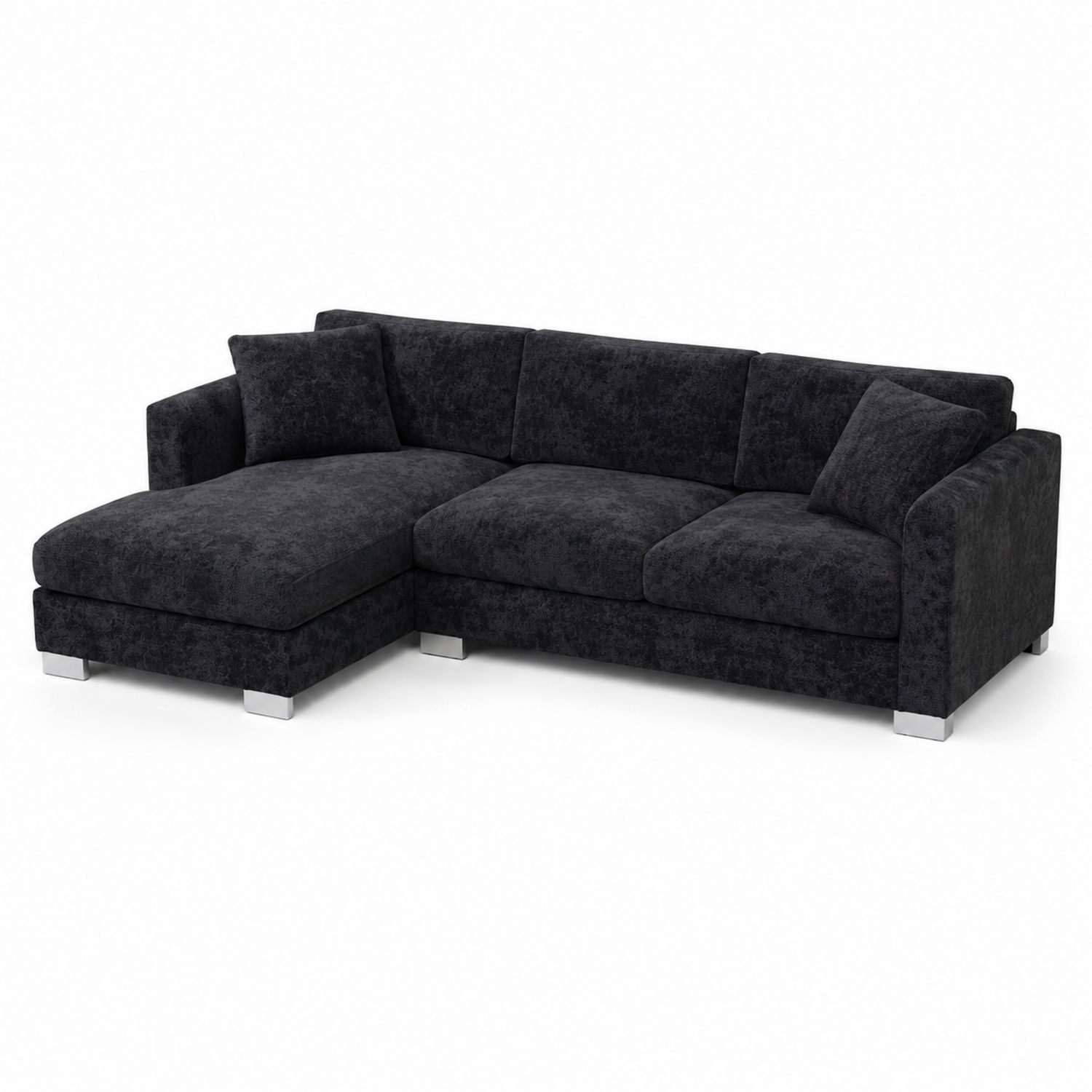 Canapé d'angle en L tissu polyester Noir 260x160x85cm-Zenloftch