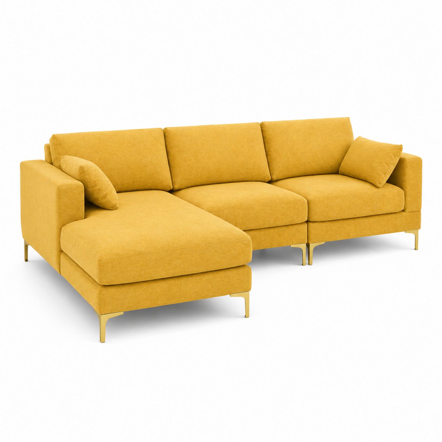 Canapé d'angle en tissu jaune 300x200x85 cm-Zenloftch