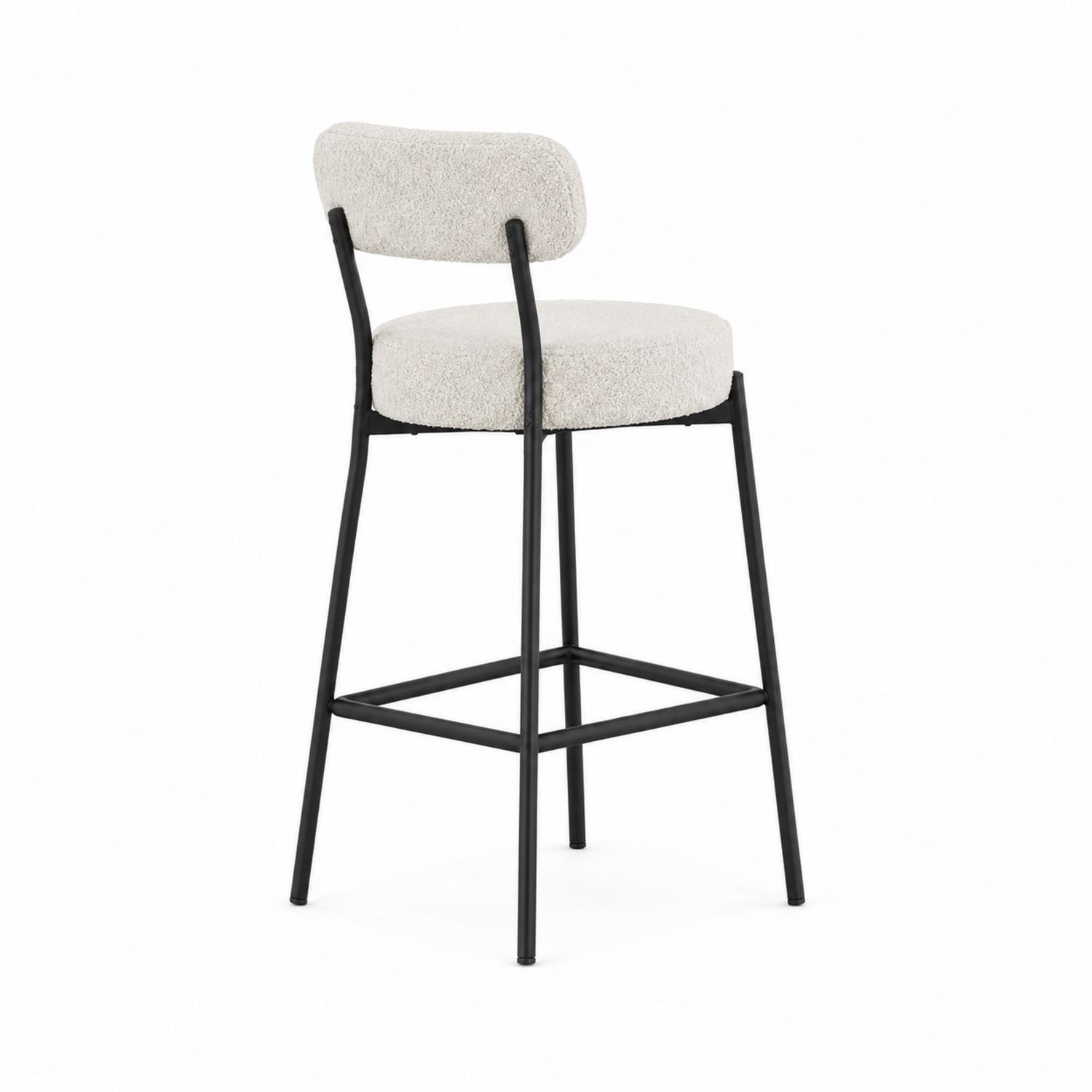 Tabouret de bar en métal avec tissu bouclette Blanc-Zenloftch
