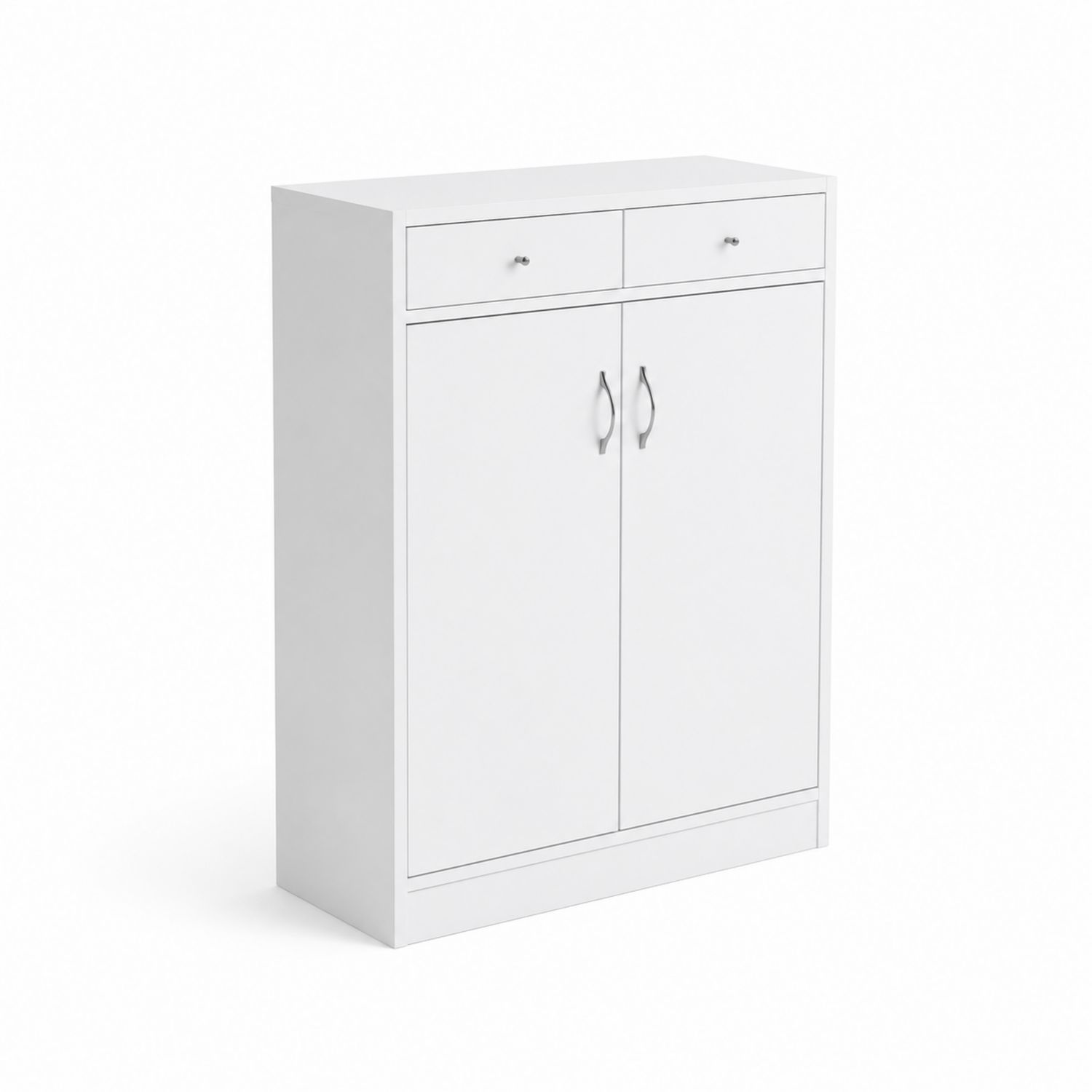 Meuble à chaussures en bois blanc avec 2 tiroirs et 2 portes-Zenloftch