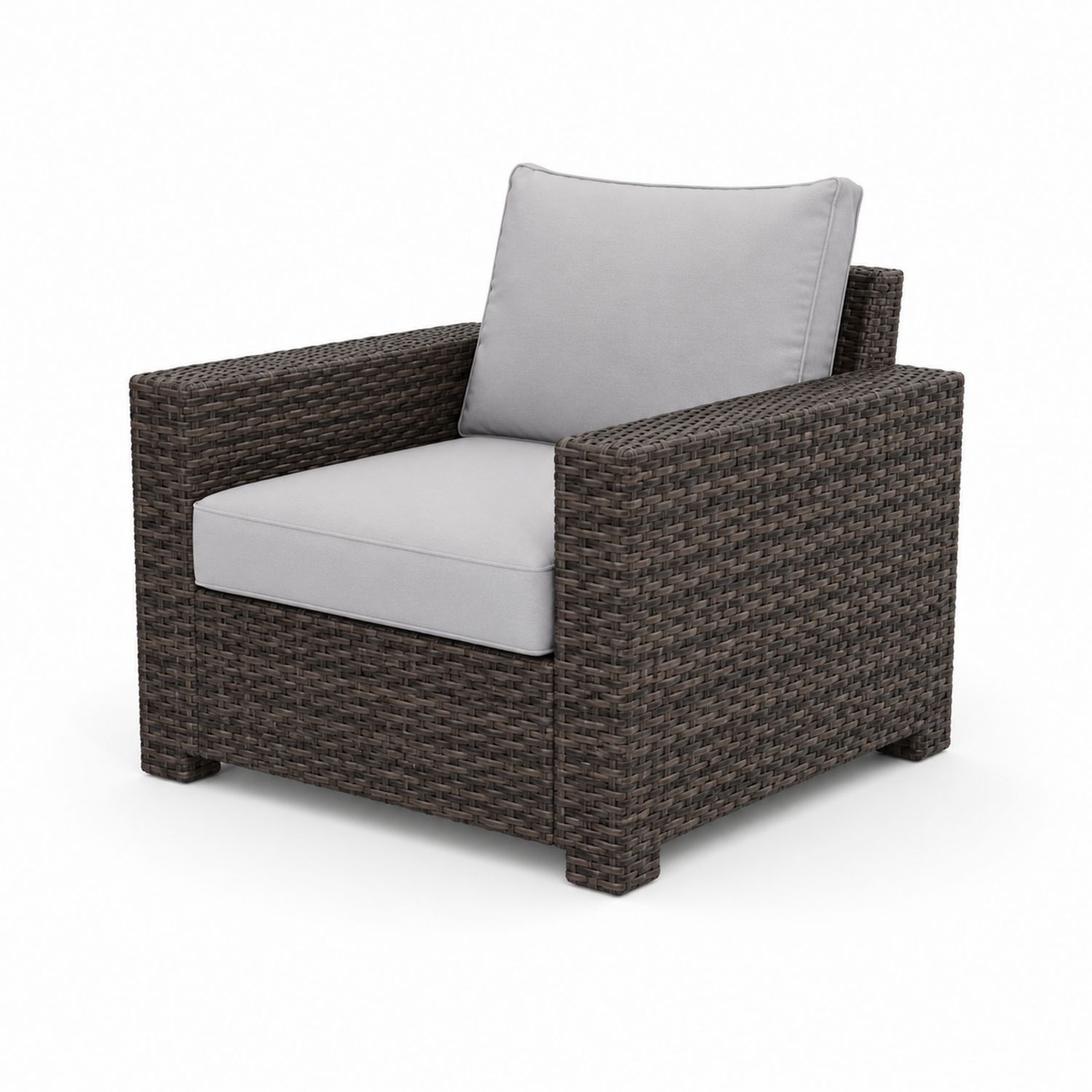 Fauteuil en résine tressée avec coussins en polyester-Zenloftch