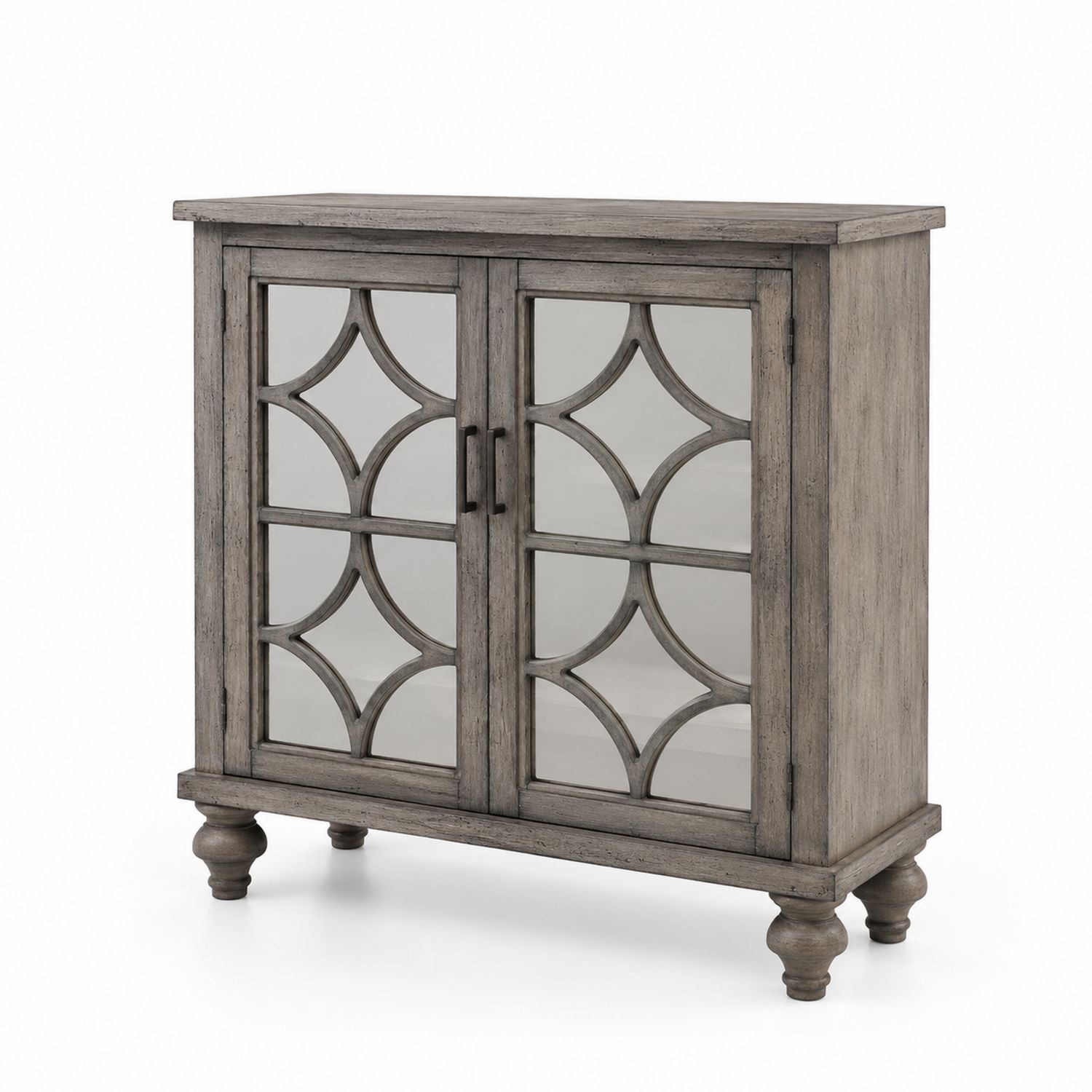 Buffet en bois avec portes vitrées en verre trempé gris-Zenloftch