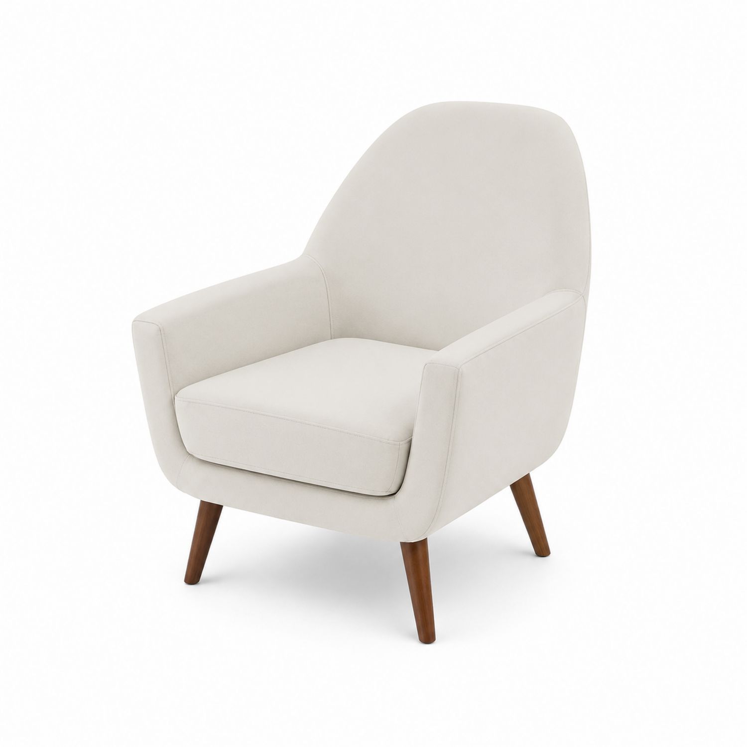 Fauteuil en tissu polyester beige avec pieds en bois-Zenloftch