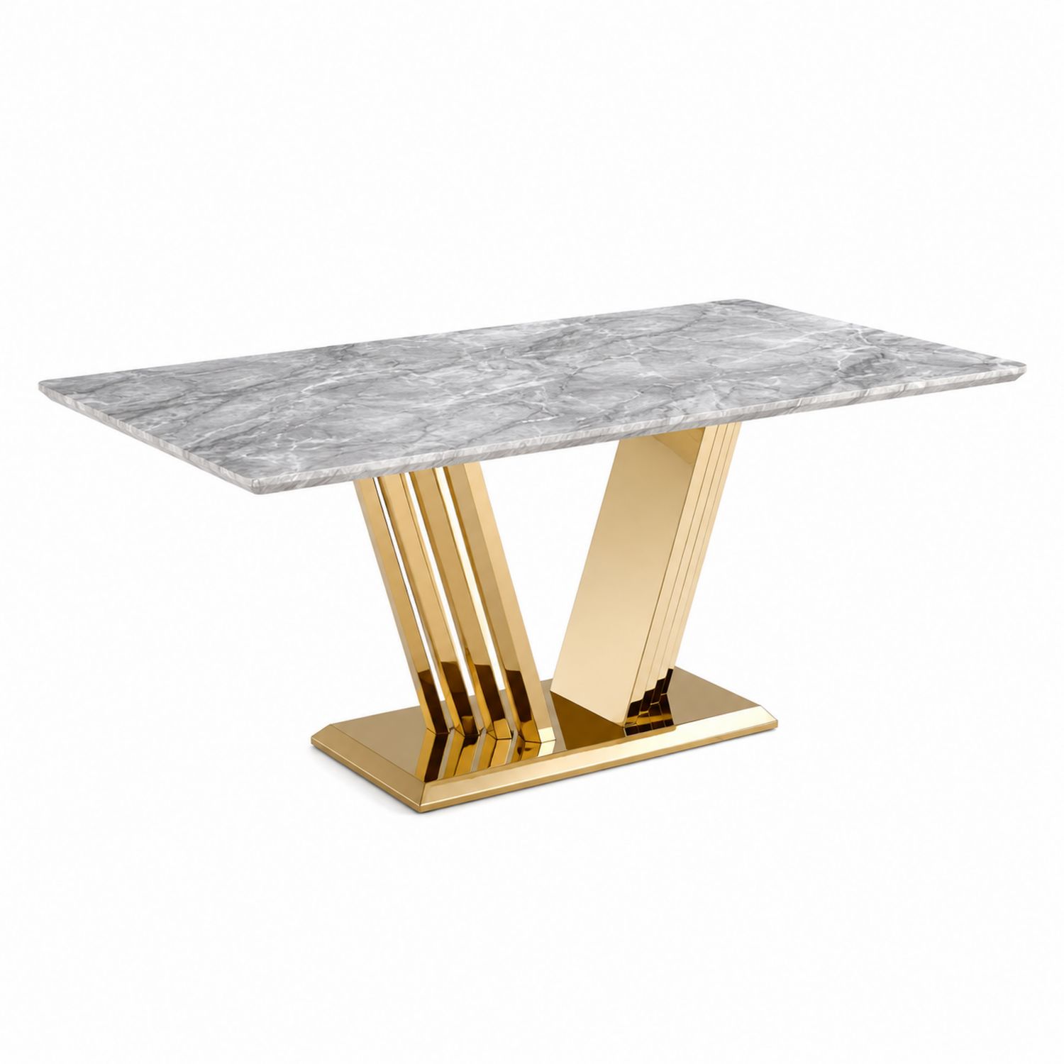 Table en marbre et métal doré 180x90 cm-Zenloftch
