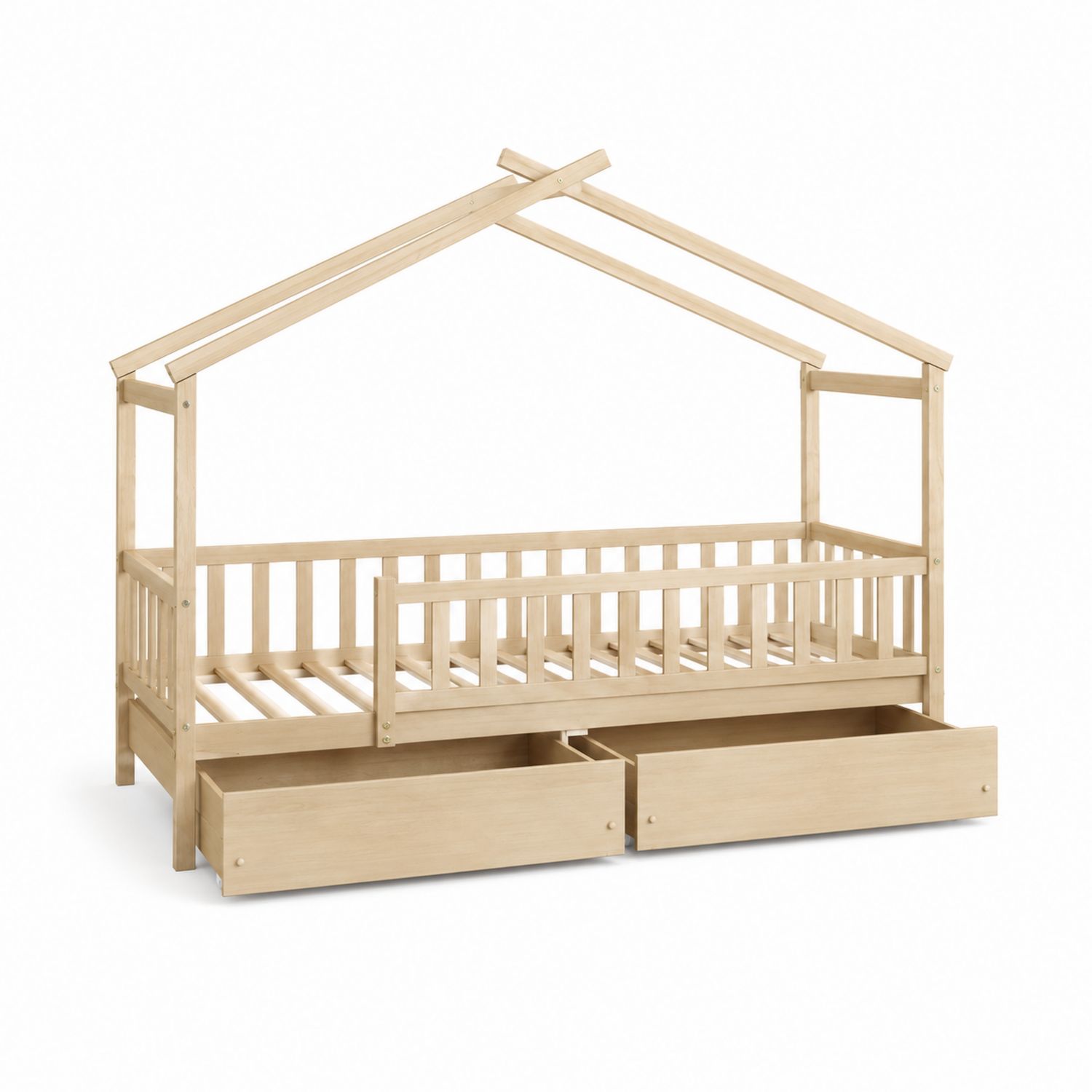 Lit cabane enfant en bois avec tiroirs-Zenloftch