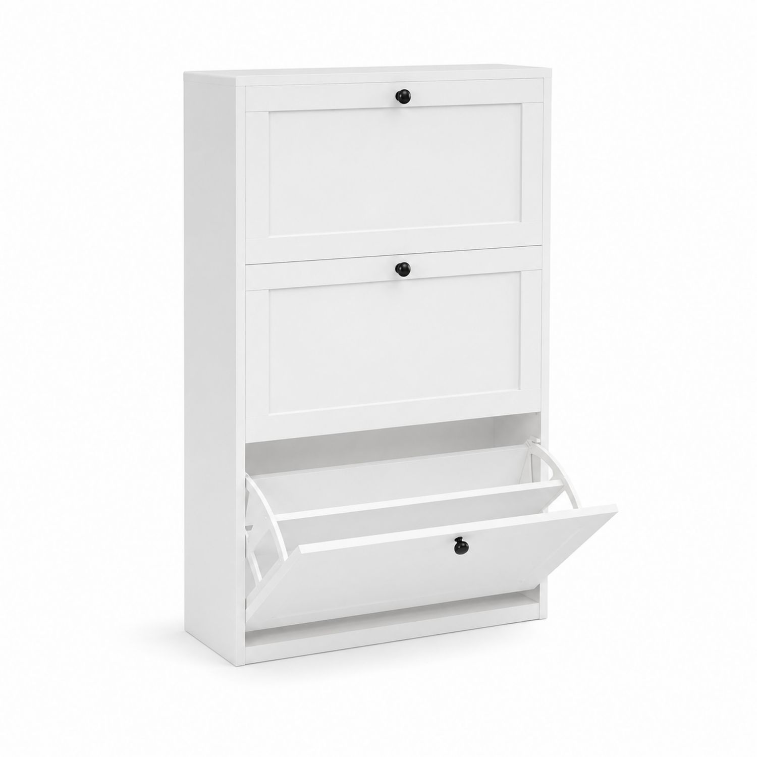 Meuble à chaussures en bois avec 3 tiroirs blancs-Zenloftch
