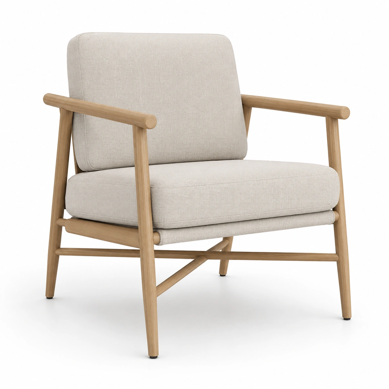 Sillon relax con estructura de madera color marfil-VirestoLiving