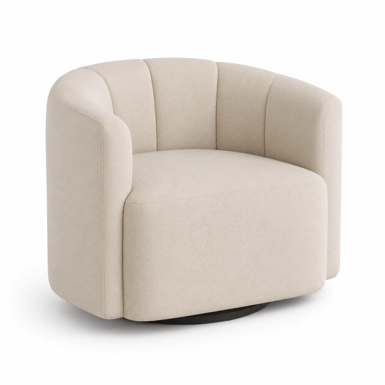 Sillon giratorio tipo barril color marfil-VirestoLiving