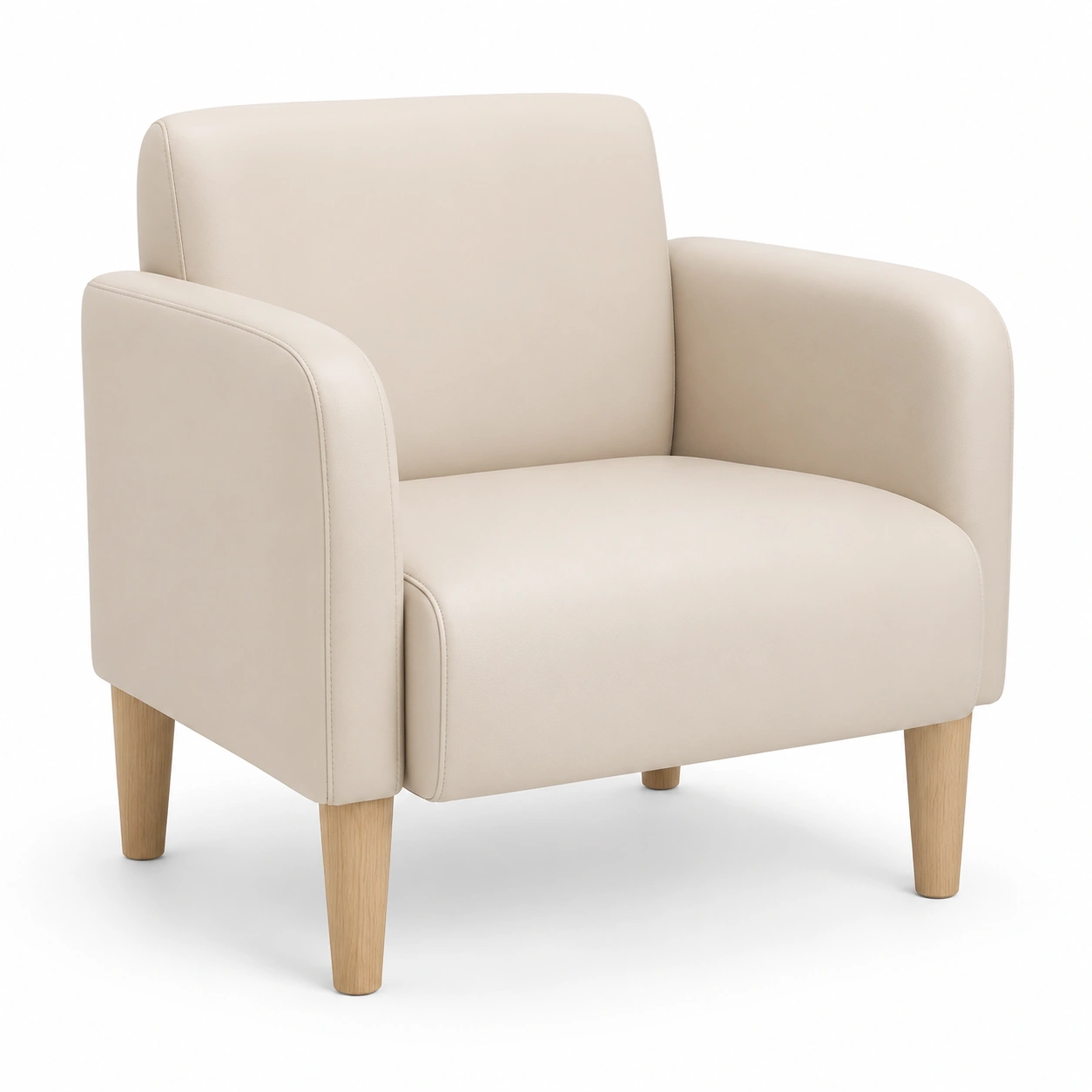 Sillon minimalista con reposabrazos color beige-VirestoLiving