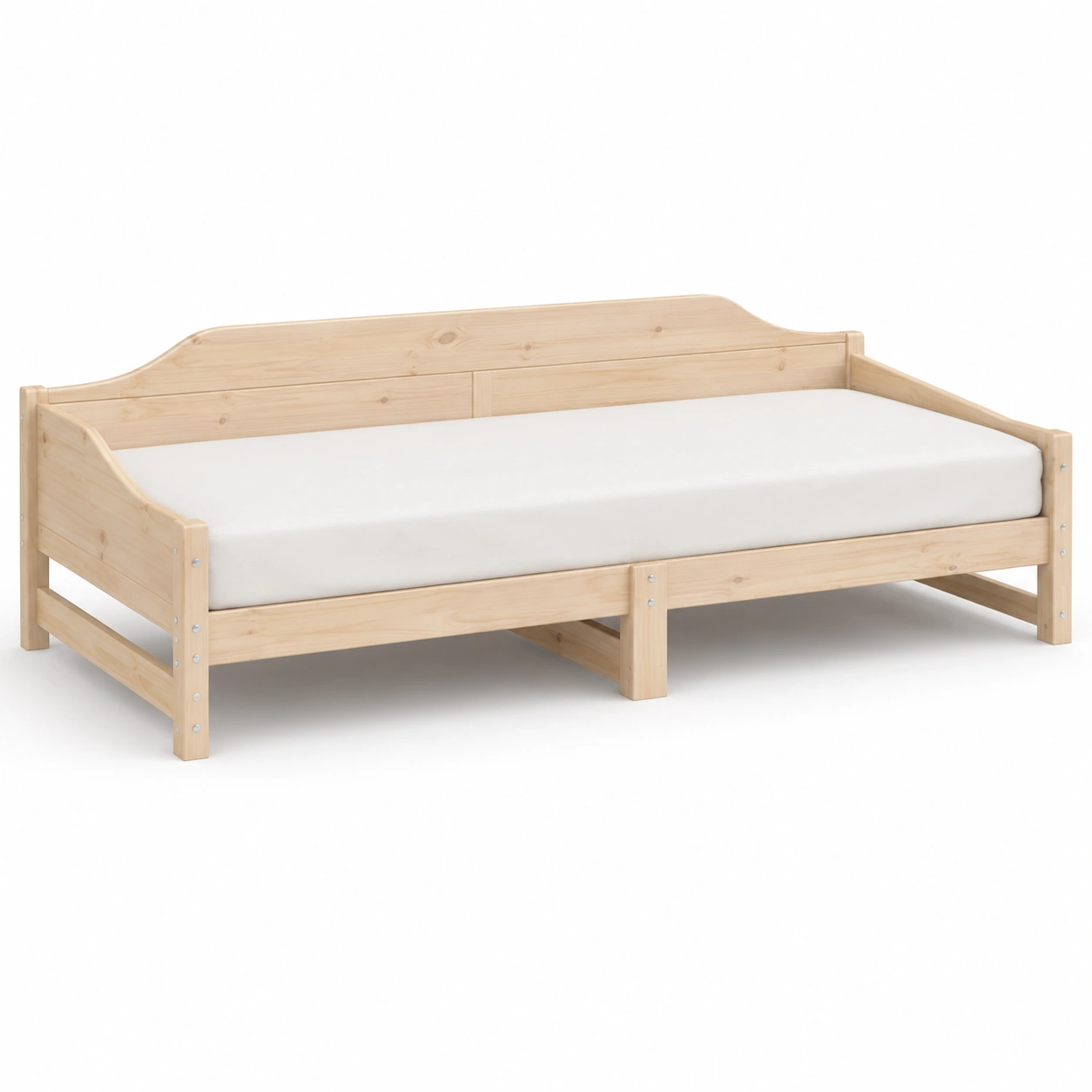 Base de cama individual de madera natural-VirestoLiving