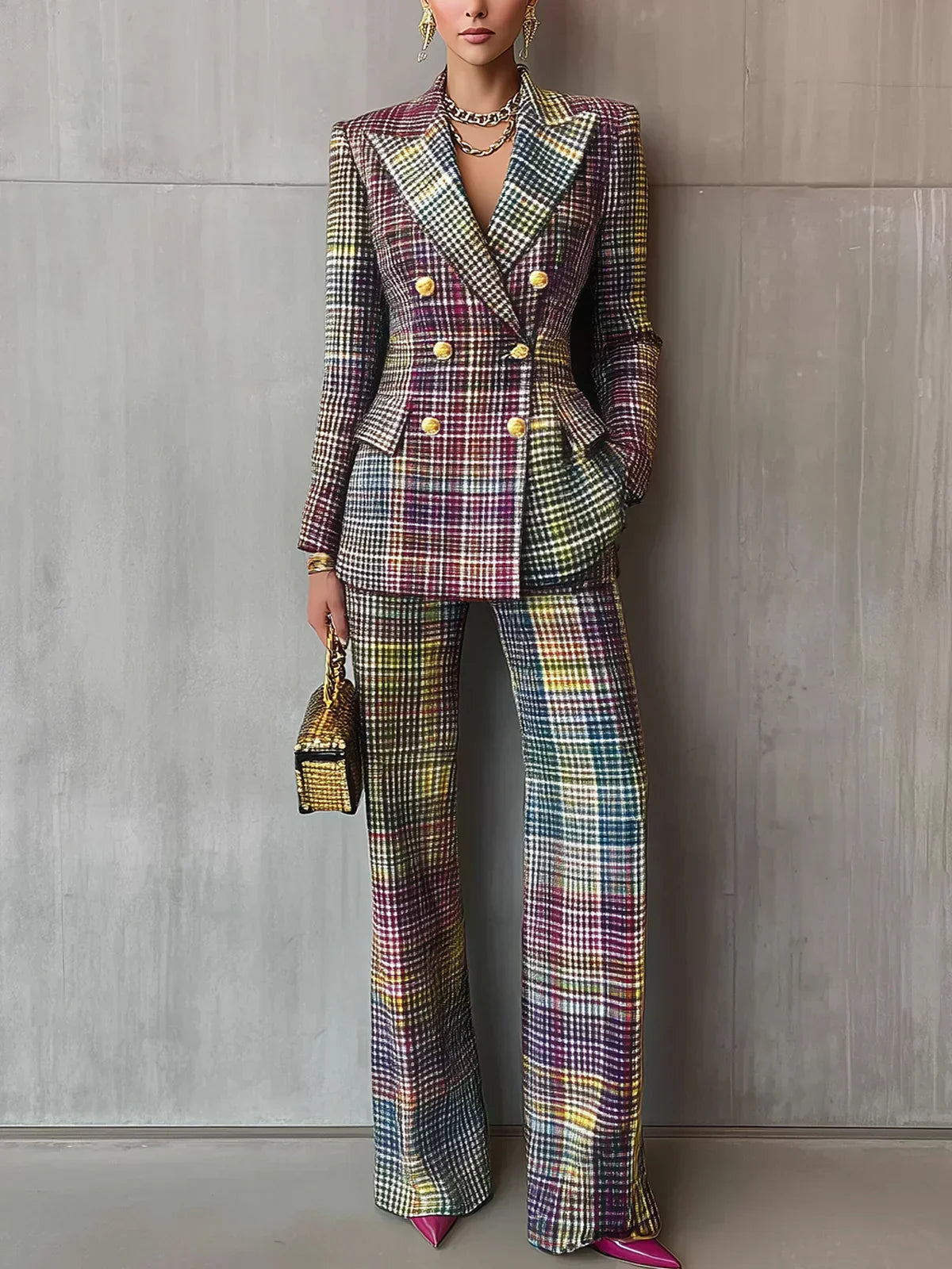Sophia | Luxe Multicolor V-neck Suit