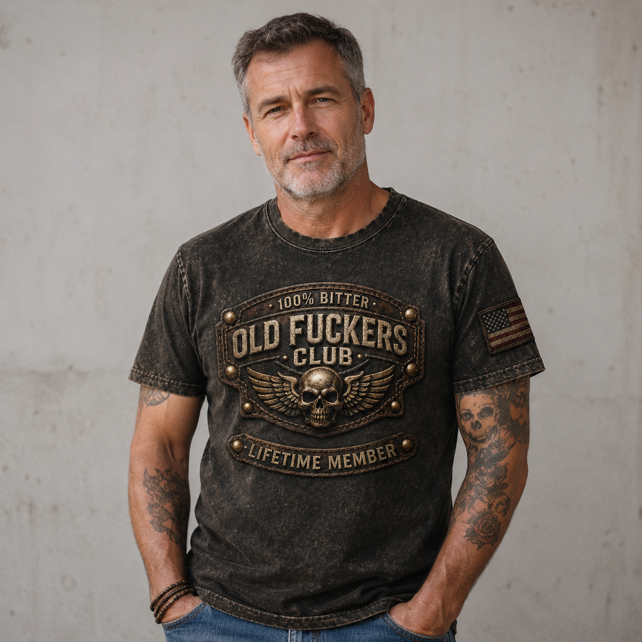 Old Fuckers Club Lifetime Member Vintage Washed T-Shirt