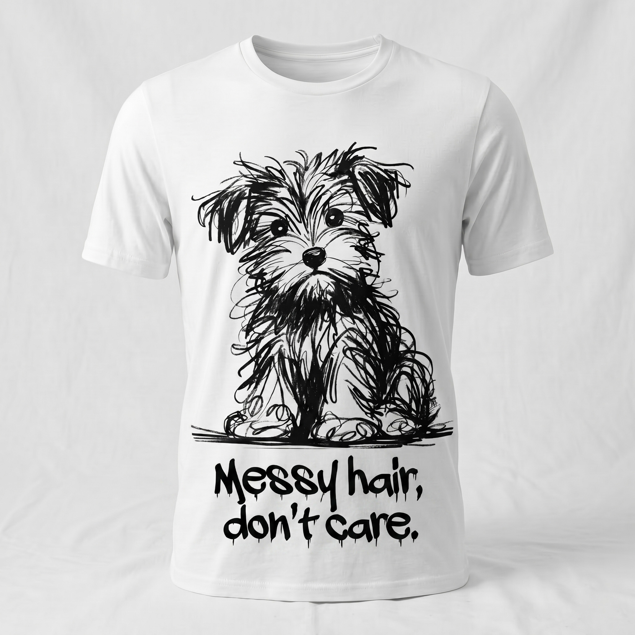 Messy Hair, Don't Care Dog T-Shirt