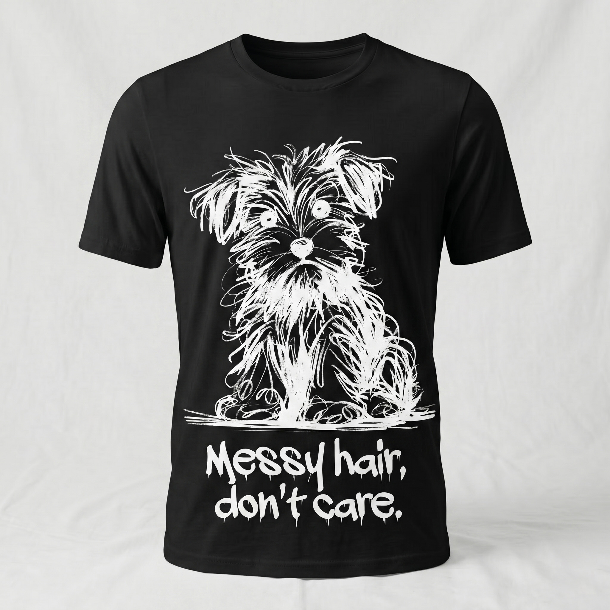 Messy Hair, Don't Care Dog T-Shirt