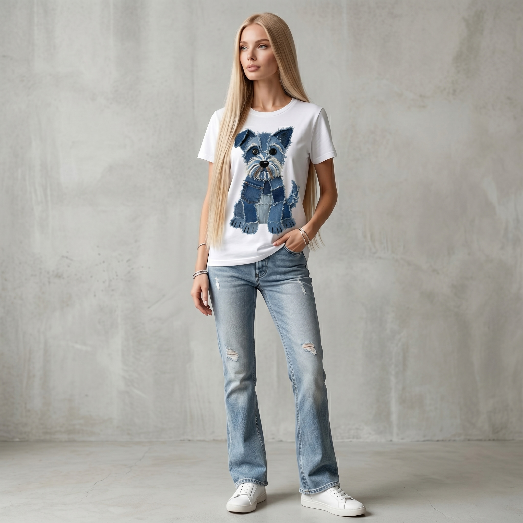 Distressed Denim Schnauzer T-Shirt 