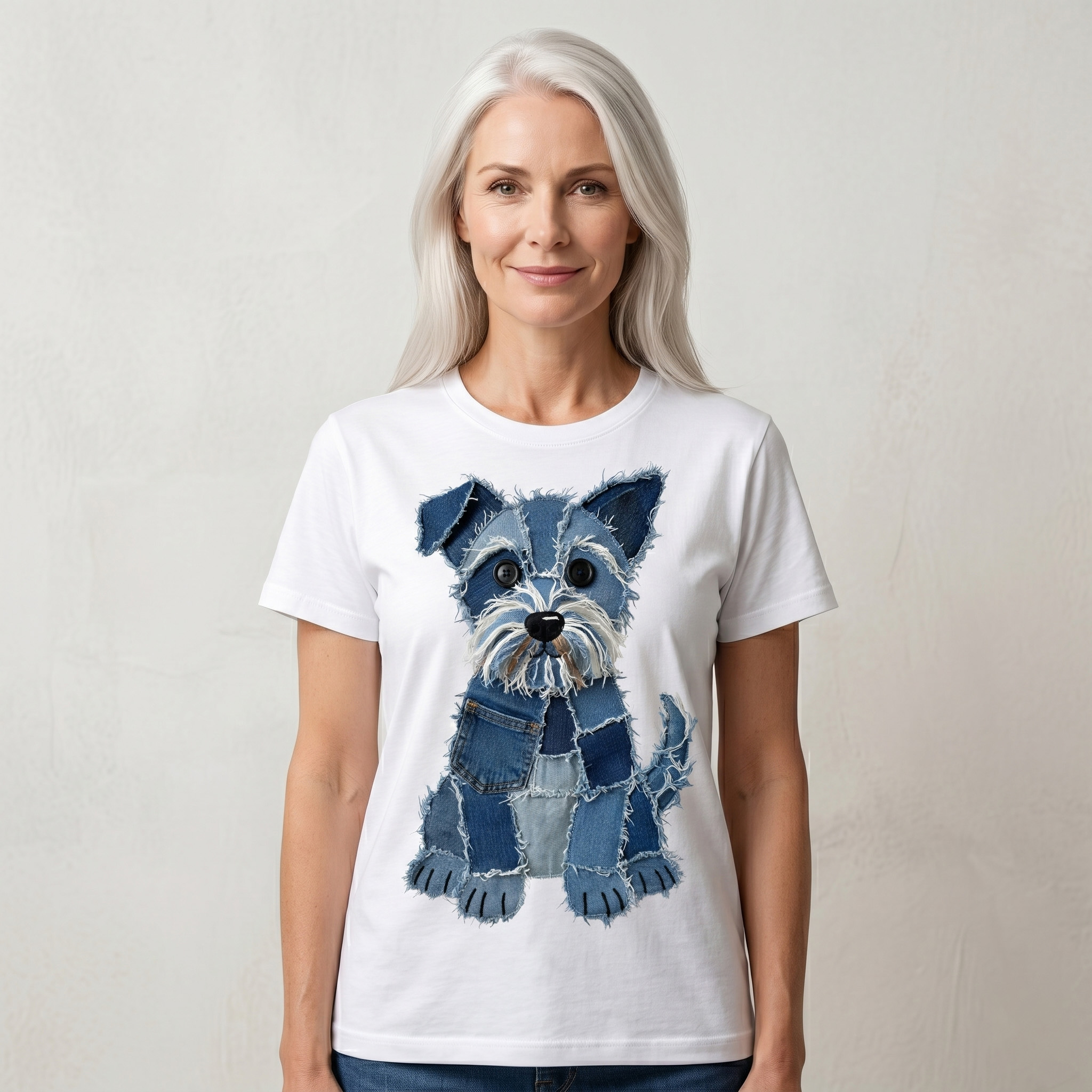 Distressed Denim Schnauzer T-Shirt 