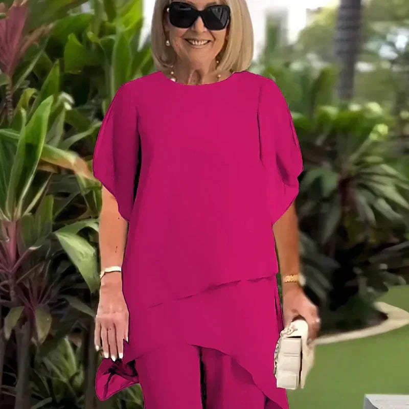 Valeria | Elegant Draped Palazzo Pants Set