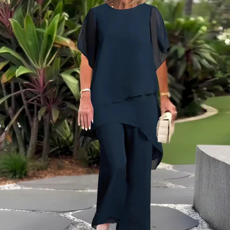 Valeria | Elegant Draped Palazzo Pants Set
