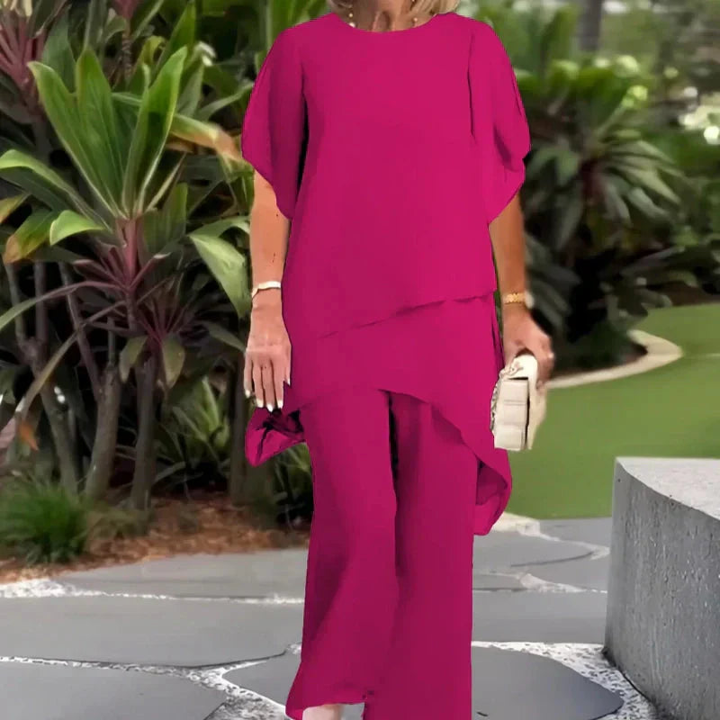 Valeria | Elegant Draped Palazzo Pants Set