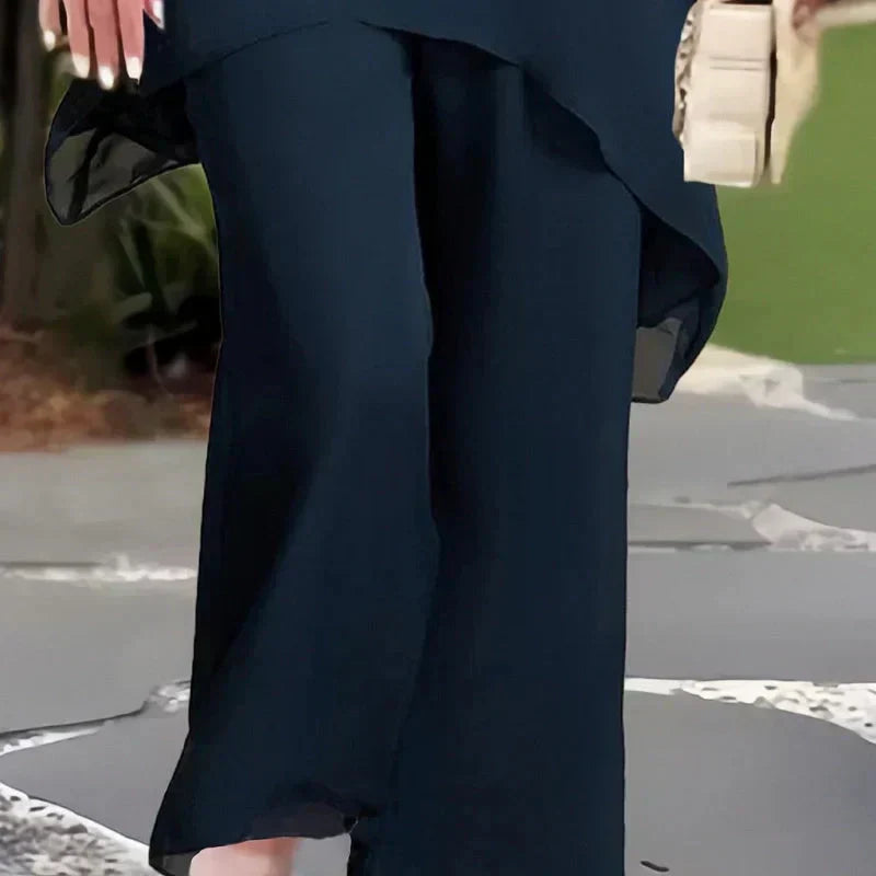 Valeria | Elegant Draped Palazzo Pants Set