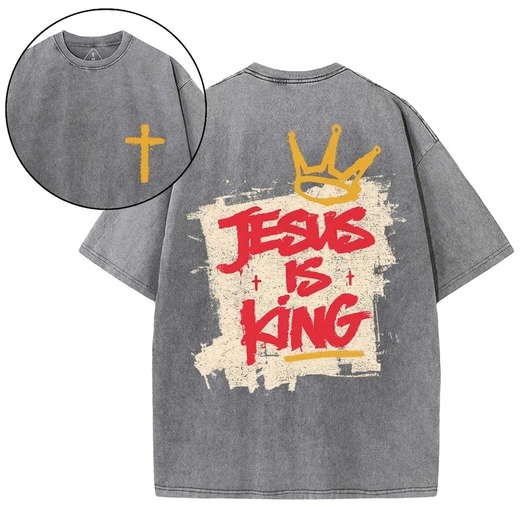 Jesus Is King Christian Washed T-Shirt