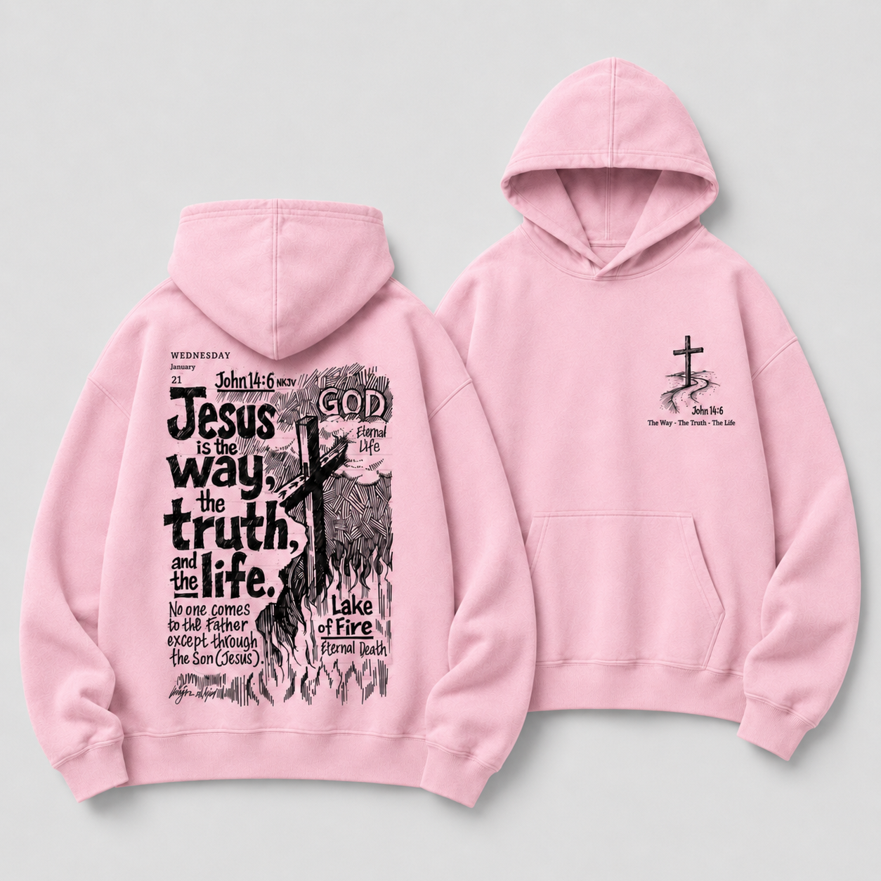 Jesus Is The Way Truth Life Christian Washed Hoodie