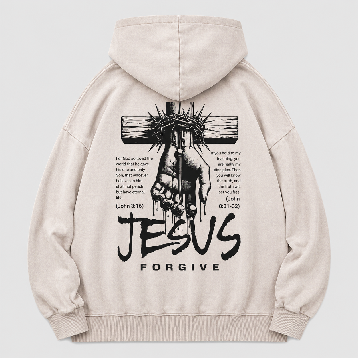 Jesus Forgive Christian Washed Hoodie