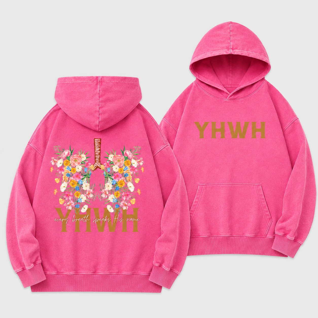 YHWH Every Breath Speaks His Name Christian Washed Hoodie