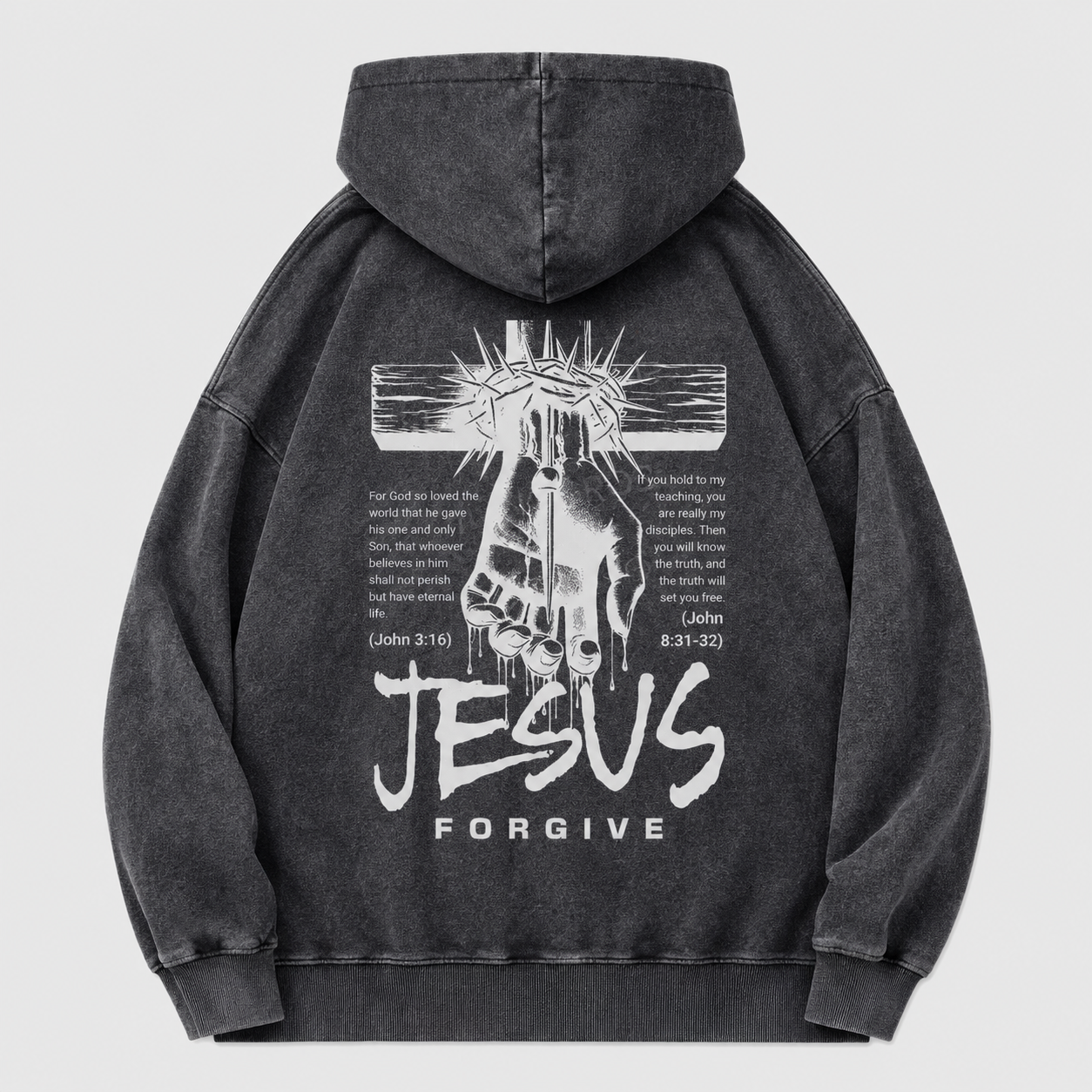 Jesus Forgive Christian Washed Hoodie
