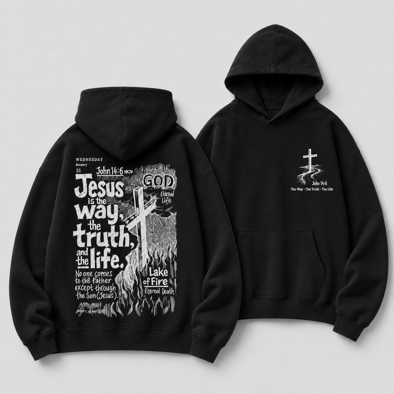 Jesus Is The Way Truth Life Christian Washed Hoodie