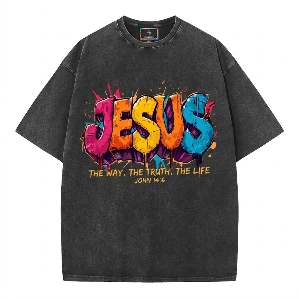 Jesus The Way The Truth The Life Christian Washed T-Shirt