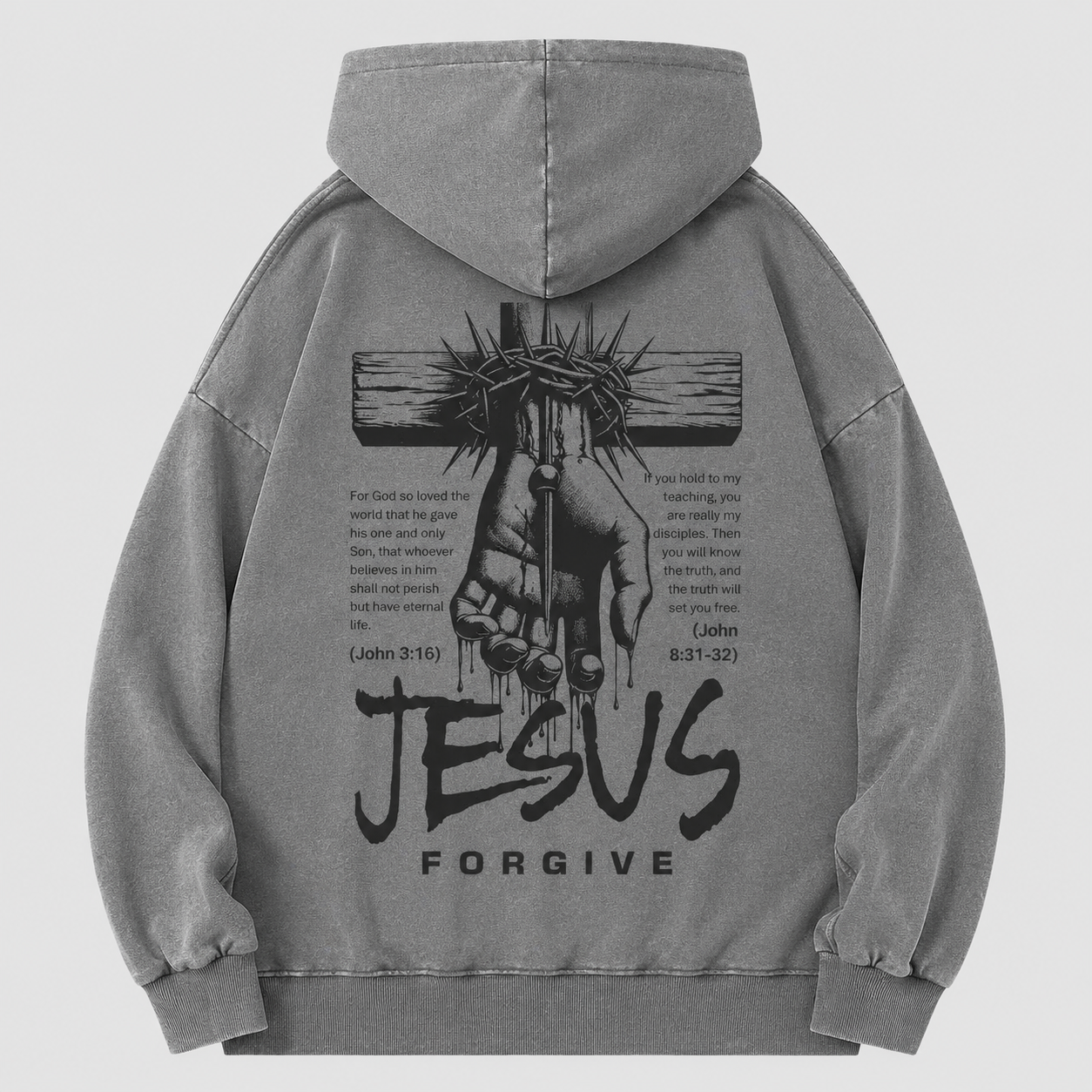 Jesus Forgive Christian Washed Hoodie