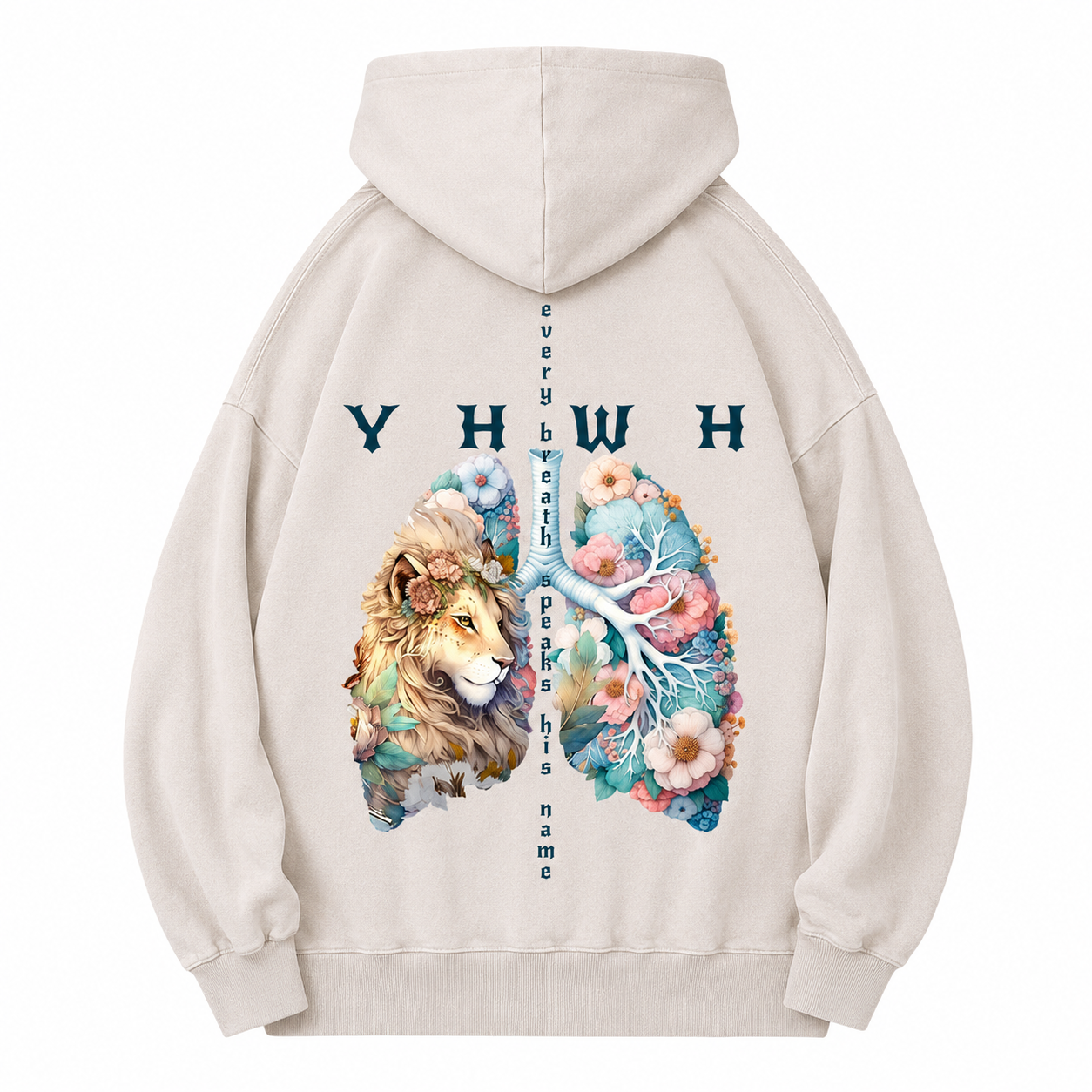 YHWH Lion Christian Washed Hoodie