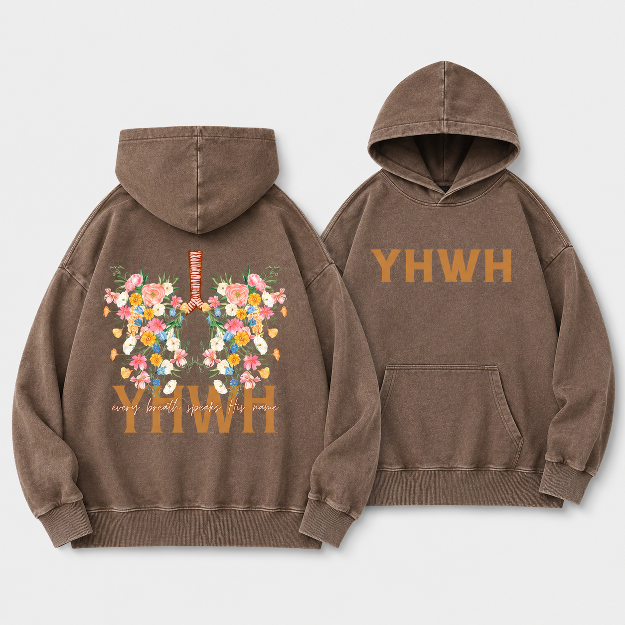 YHWH Every Breath Speaks His Name Christian Washed Hoodie