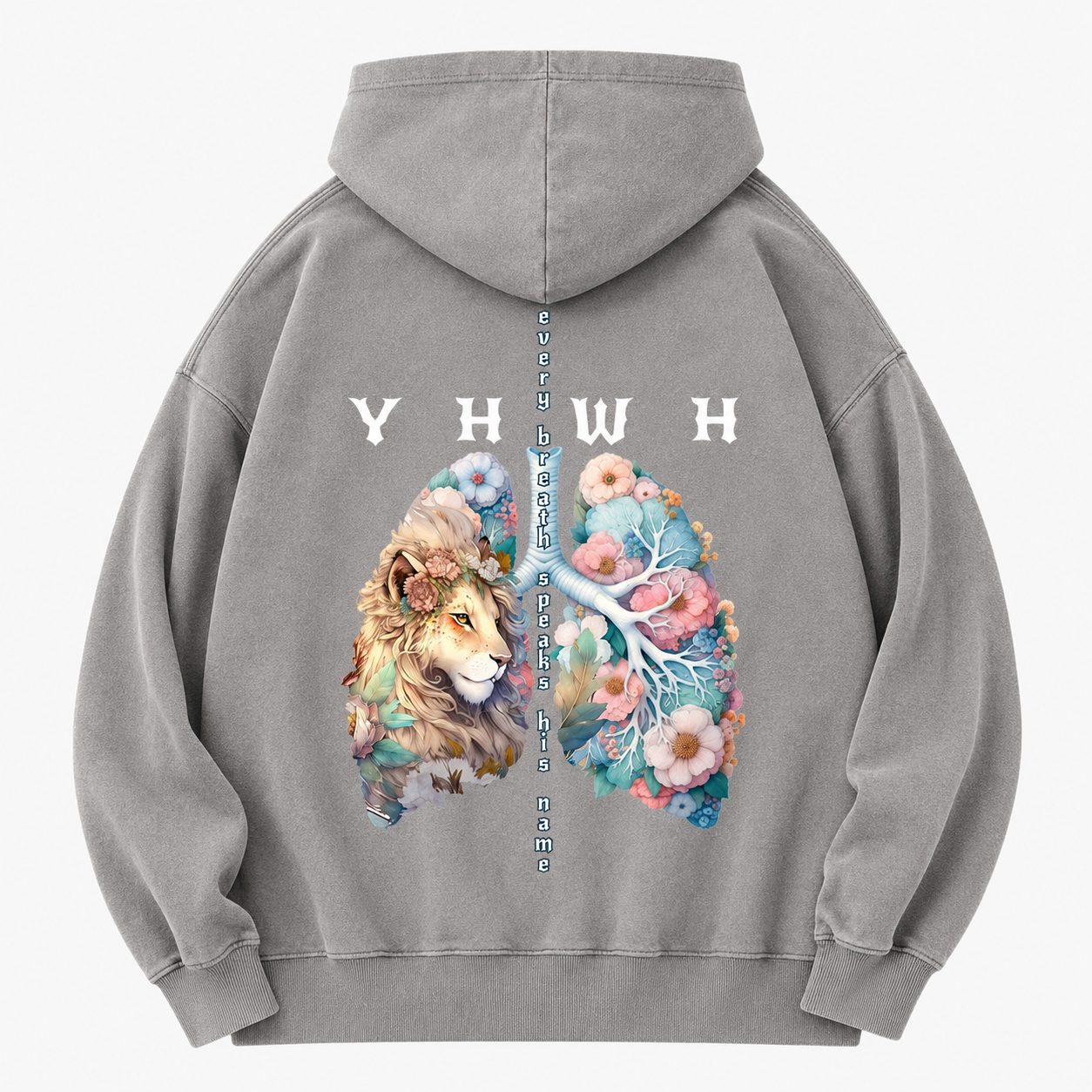 YHWH Lion Christian Washed Hoodie